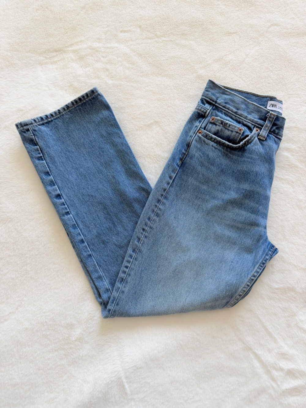 Zara High Rise Straight Leg Jeans